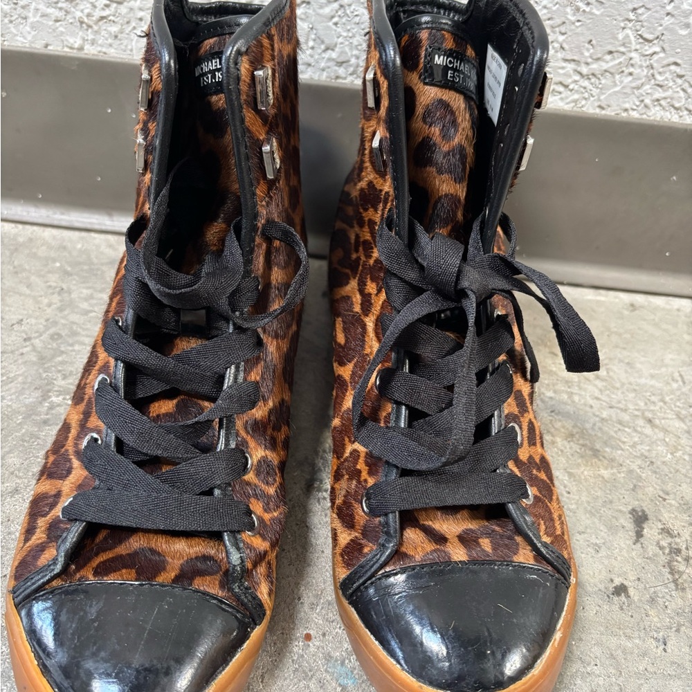 Michael Kors Brown Leopard High-Top Sneakers